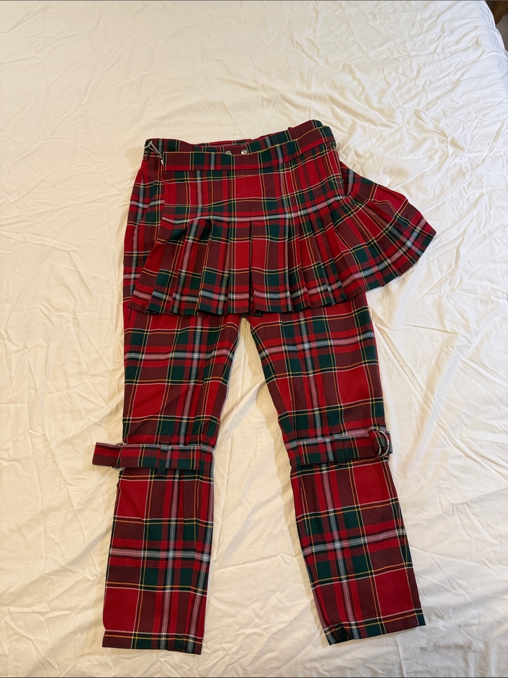 Burberry Red Green Plaid Skort-Legging